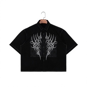 เสื้อฮู้ดดี้สีดำแบบสั่งทำพิเศษสำหรับผู้ชาย ทรงโอเวอร์ไซส์ แขนสั้น สวมหัว มีฮู้ด สไตล์สตรีทแวร์ - Product Image 1