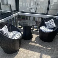 Ensemble de meubles de patio en rotin PE pour l'extérieur, 3 pièces, table et chaises de balcon, vente en gros, directement de l'usine, OEM ODM personnalisé