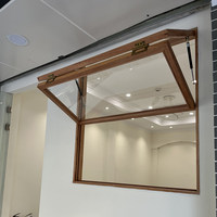Ventana Corredera de Aluminio con Vidrio Templado y Aspecto de Madera, Impermeable, de Tamaño Personalizado, para Cafetería Residencial, Cocina de Villa, Marca Wharton