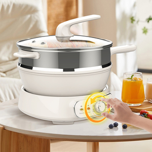 Pentola elettrica 4L pentola multifunzione per far bollire il vapore friggere per uso domestico piastra di riscaldamento con coperchio in vetro