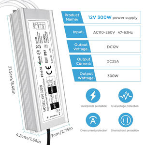 Transformateur LED extérieur 24V, <span class=keywords><strong>driver</strong></span> étanche 240V vers 24V DC, alimentation IP67 300W 24 Volts pour bandes LED, lampes de jardin - Product Image 6