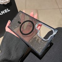 Coque de téléphone de luxe transparente à paillettes anti-chute magnétique pour Samsung S26 Ultra, iPhone 17, iPhone 16 Pro Max, S23, A56, A55