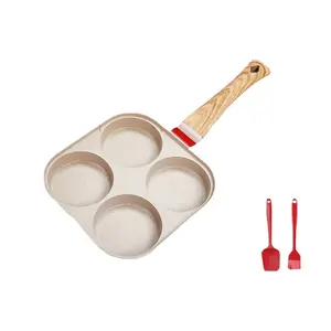 Pancake Pan sağlıklı granit yumurta pişiricisi Pan yumurta tava ile plastik silikon kol yumurta kızartma tavası kahvaltı için