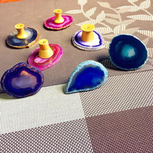 2026 tranches d'agate brésilienne pierres précieuses bouton de porte d'armoire teint pierre de palmier colorée pour la décoration de la maison - Product Image 5