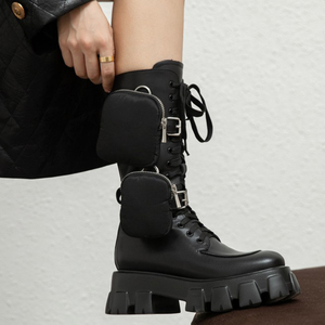 New Designs Lace-up Buckle Women <b>Boots</b> Removable Decoration Thick Sole Middle High Booties Shoes Breathable <b>Boots</b> for Ladies - Product Image 5