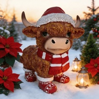 Figur Hewan Natal Resin Kustom Sapi Highland Anak Sapi Skotlandia Dekorasi Rumah Suasana Natal Alat Peraga Foto Hadiah Liburan