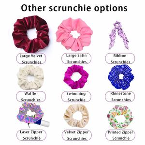 CHENGHE logotipo personalizado cinta terciopelo algodón satén seda scrunchies para mujeres pequeño MOQ elástico scrunchy lazos para el cabello - Product Image 3