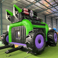 Château gonflable géant Monster Truck vert et noir, jeux gonflables d'extérieur, château rebondissant