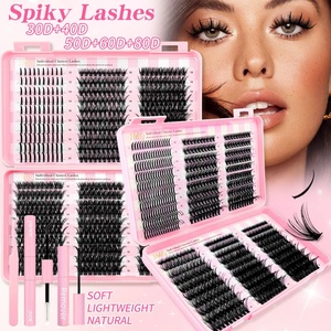 Kit de Pestañas Postizas de Pelo Sintético, Paquete Grande de Segmentos Mixtos 50D 60D 80D para Volumen Natural 3D - Product Image 6