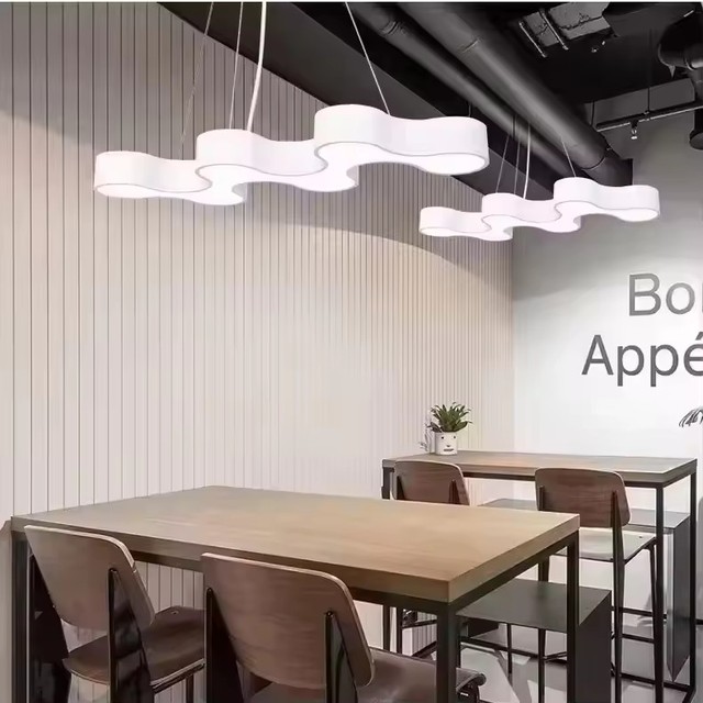 Modern Linear Hanging Pendant Light Gym Garage Showroom 90CM LED S-shaped Curve Wave Chandelier Hanging Lamp