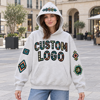 Sweat à capuche surdimensionné en coton lourd 350 GSM personnalisé par le fabricant, avec broderie graphique ethnique, style streetwear urbain