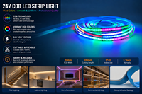 Bande lumineuse LED COB 24V, 720 LED/m, RGB WS2811 SPI, adressable, intelligente, 18-20W/m, 10mm, découpable, 10m/rouleau