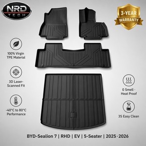 Alfombrillas Personalizadas de TPE para Auto BYD-Sealion 7-RHD-EV-5S_2025, Impermeables, Antideslizantes, Fáciles de Limpiar, Juego Completo + Alfombrilla para Maletero con Borde 3D - Product Image 1