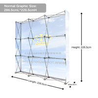 Présentoir Réutilisable pour Salon Professionnel avec Grille en Aluminium Pliable et Système de Fixation Magique pour Toile de Fond en Tissu
