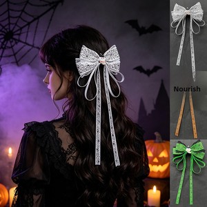 Lot de pinces à cheveux Halloween : barrettes à nœud papillon, toile d'araignée, motif maïs, paillettes et sequins pour filles - Product Image 2