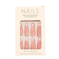 Uñas postizas francesas de gel suave de alta calidad, de moda, sencillas, de ABS, pre-diseñadas, de larga duración, superventas.