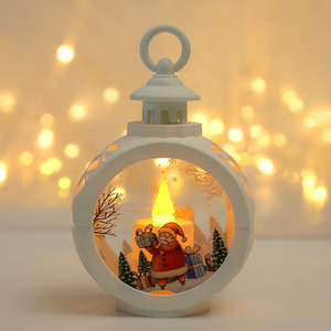 Portable Mini Christmas <b>Lantern</b> Night Light <b>Battery</b> <b>Operated</b> Plastic Glass Window Showcase Tabletop Party Prop Decoration - Product Image 6