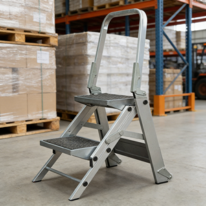 Escalera Plegable de 2 Peldaños con Barandilla de Seguridad, Escalera de Aluminio Resistente para Uso en Interiores - Product Image 1