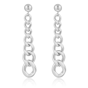 Boucles d'oreilles pendantes en acier inoxydable, longue chaîne 40 mm, couleur or, bijoux de mode pour soirée - Product Image 5