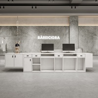 Comptoir d'accueil commercial pour magasin de vêtements, salon de beauté, bureau - Design minimaliste moderne avec rangement et personnalisation
