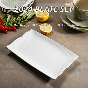 Plato Rectangular Moderno de Cerámica Blanca con Patrón de Espiral en Relieve, Plato de Porcelana para <span class=keywords><strong>Sushi</strong></span> y Pescado para Hotel y Restaurante - Product Image 4
