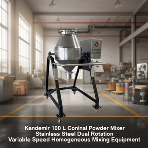 Mezclador de Polvo Cónico Kandemir de 100 L, Acero Inoxidable, Doble Rotación, Velocidad Variable, Equipo de Mezcla Homogénea - Product Image 3