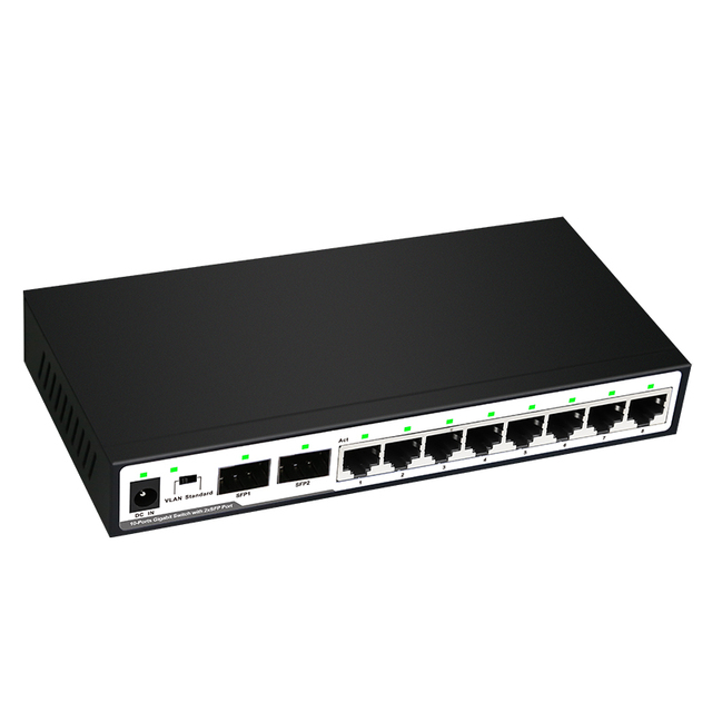 8 Ports Gigabit SFP Switch 2 Ports 1000Mbps Unmanaged Ethernet Switch 2SFP Gigabit Switch