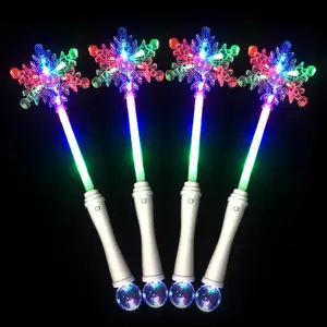 콘서트 바 LED 크리스마스 장난감 스틱 냉동 파티 용품 36CM LED 빛나는 마술 눈송이 소녀를위한 크리스마스 지팡이