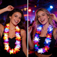 Guirlande Hawaïenne Lumineuse Épaisse qui Brille dans le Noir pour Adultes et Enfants - Accessoire de Scène, Fête, Danse, Photographie