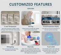 Miroir intelligent LED moderne de luxe Badezimmer Spiegel Miroir sans cadre de maquillage mural à capteur tactile pour la maison et l'hôtel