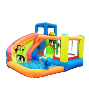 Buiten Opblaasbare Bounce Huis Waterglijbaan Splash Zwembad Combo Opblaasbare Glijbaan Jumper Met Waterkanon