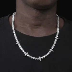 WG688 Panther 5mm chain pointed spike pendant iced out hip hop high quality copper jewelry men women choker tennis necklace