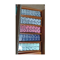 Jeu de dominos, cartes de dominos, jeu de société, design marbré, dominos colorés, mélamine, auto-émetteur 5010, 49x24x9.2mm