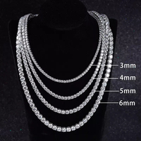 RINNTIN Collier Diamant Moissanite VVS Argent Sterling 925 Hip Hop 3mm 4mm 5mm Chaîne Tennis Moissanite