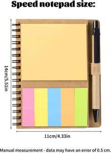 Custom Logo Spiral Steno Notebook with Paper Cover Suitable for Students Adults with <b>Sticky</b> Notes and Colored Index <b>Tabs</b> - Product Image 6
