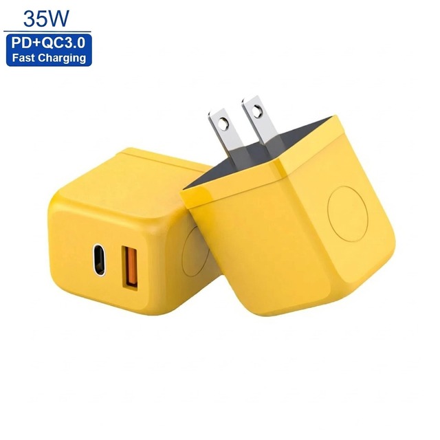 Factory Custom Logo 35W GaN USB C Wall Charger Dual Port PD QC3.0 US Plug Fast Charging Adapter for iPhone 16 Samsung