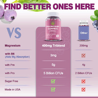 OEM/ODM Glycinate de magnésium Gummies Supplément de magnésium et de potassium avec vitamine B /D Relax Sleep Heart Health Suppléments à base de plantes