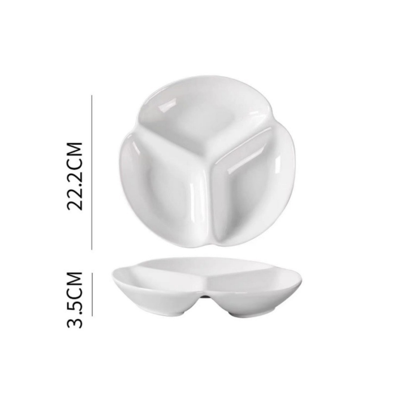 Disco blanco puro de 9 pulgadas y 3 compartimentos