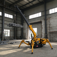 Mini-grue araignée 4T entièrement automatique avec flèche à 5 sections et angle de 0 à 80 degrés pour l'érection de poteaux d'éclairage sur haut mât dans les rues de la ville
