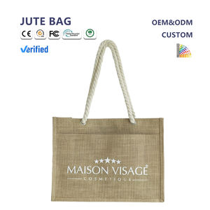 Джутовая Сумка-тоут с логотипом на заказ, пляжная сумка большой емкости, многоразовая Экологически чистая сумка для покупок, плечевой ремень с двойной ручкой - Product Image 1