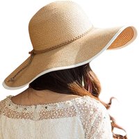 Topi Pantai Wanita Bertepi Lebar, Bulu Lembut, Dapat Dilipat, Pelindung Sinar Matahari, Tepi Lebar, Untuk Pantai