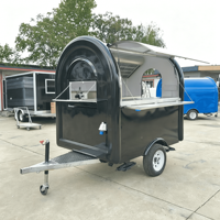 Chariot de restauration rapide mobile rond personnalisé, remorque alimentaire simplifiée, kiosque à café vintage avec évier en aluminium et acier inoxydable