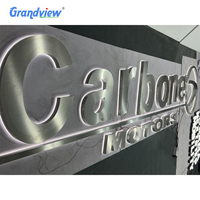Señal de canal Led personalizada para negocios, señal iluminada LED de acero inoxidable con espejo dorado, logotipo LED 3D, señalización electrónica con letras retroiluminadas