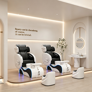 Fauteuil de pédicure électrique de luxe, canapé de pédicure moderne pour salon de spa avec bain de pieds en céramique et lumière LED - Product Image 5