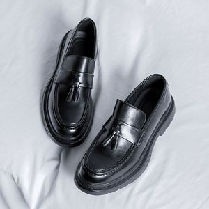 Zapatos de Vestir Retro de Diseño para Hombre, Mocasines Casuales de Microfibra, Punta Alta, Fáciles de Usar, Aumentan la Estatura, Nuevos Estilos para Tallas Grandes - Product Image 4