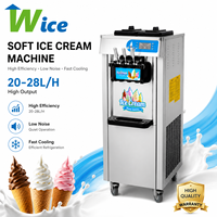 Machine à crème glacée WICE 3 saveurs, pour un usage domestique et en restaurant, préparée avec des ingrédients à base de fruits, de lait et d'eau.