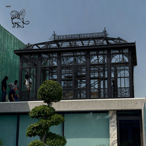 Serre en verre victorienne noire BLVE pour jardin extérieur, véranda ornée en fer forgé pour terrasse sur <span class=keywords><strong>le</strong></span> toit - Product Image 1