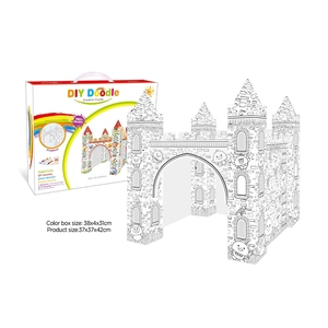 Maison <span class=keywords><strong>de</strong></span> château en papier kraft, maison <span class=keywords><strong>de</strong></span> jeux en carton, jouets pour enfants, avec effaceur - Product Image 1