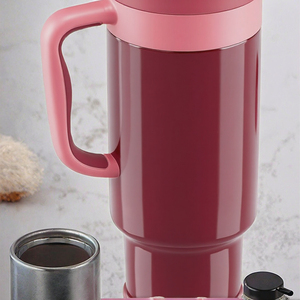 Gobelet isotherme moderne personnalisé en acier inoxydable avec paille et couvercle anti-éclaboussures, 40 oz, compatible porte-gobelet, pour boissons chaudes/froides - Product Image 3