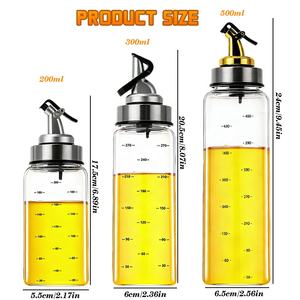 Bouteille en verre avec couvercle pour huile <span class=keywords><strong>de</strong></span> <span class=keywords><strong>coco</strong></span>, d'olive, <span class=keywords><strong>de</strong></span> <span class=keywords><strong>vinaigre</strong></span> et <span class=keywords><strong>de</strong></span> sauce soja, anti-fuite, pour <span class=keywords><strong>cuisine</strong></span>, 200 ml/300 ml/500 ml, vente en gros - Product Image 3